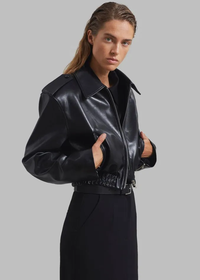 Women The Frankie Shop Outerwear Kaia Cropped Bomber Black