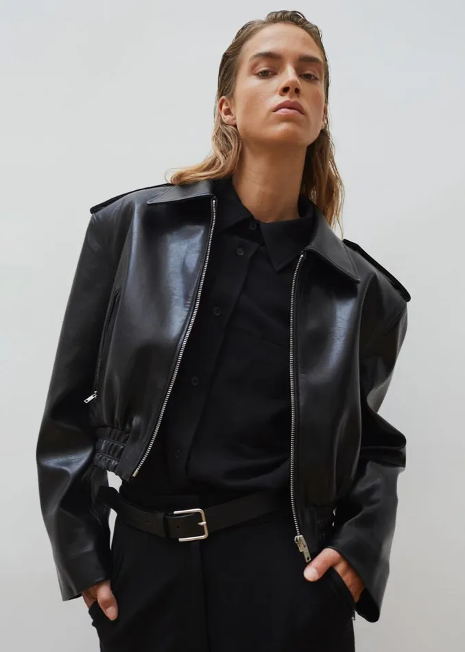 Women The Frankie Shop Outerwear Kaia Cropped Bomber Black