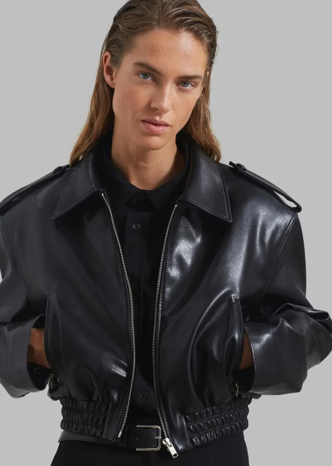 Women The Frankie Shop Outerwear Kaia Cropped Bomber Black