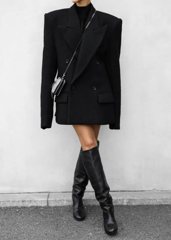 Women The Frankie Shop Outerwear Keira Double Breasted Wool Blazer Black