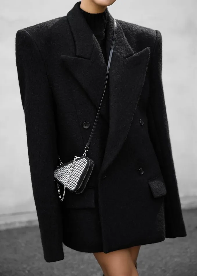 Women The Frankie Shop Outerwear Keira Double Breasted Wool Blazer Black