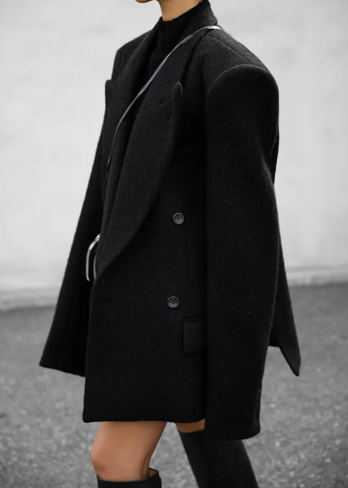 Women The Frankie Shop Outerwear Keira Double Breasted Wool Blazer Black