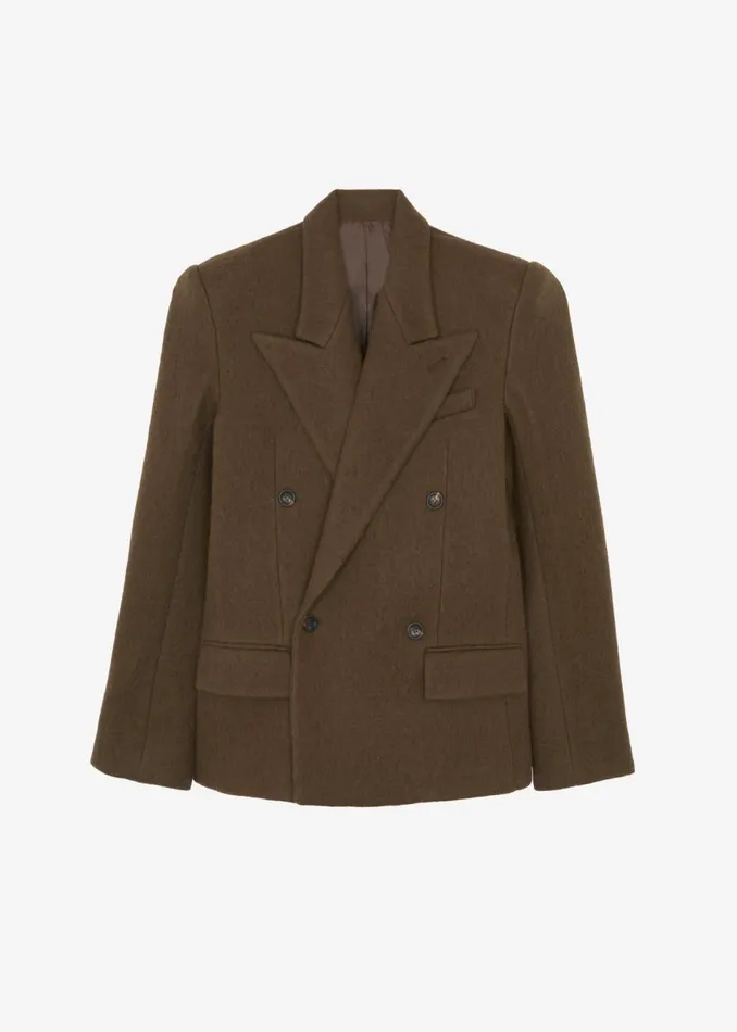 Women The Frankie Shop Outerwear Keira Double Breasted Wool Blazer Brown