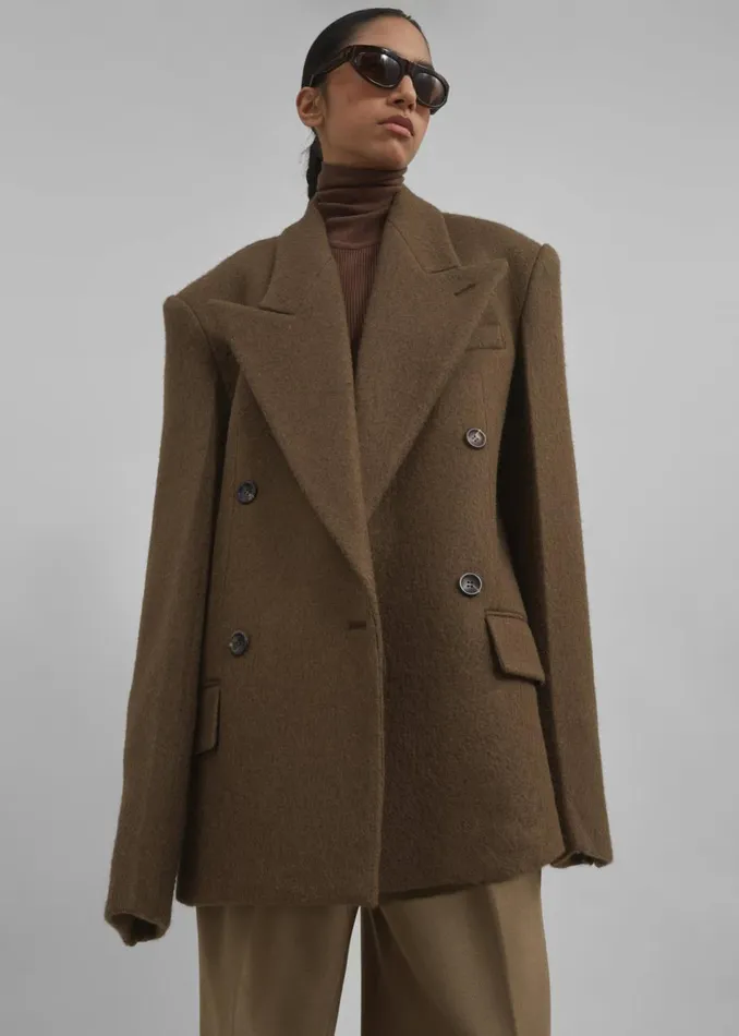 Women The Frankie Shop Outerwear Keira Double Breasted Wool Blazer Brown