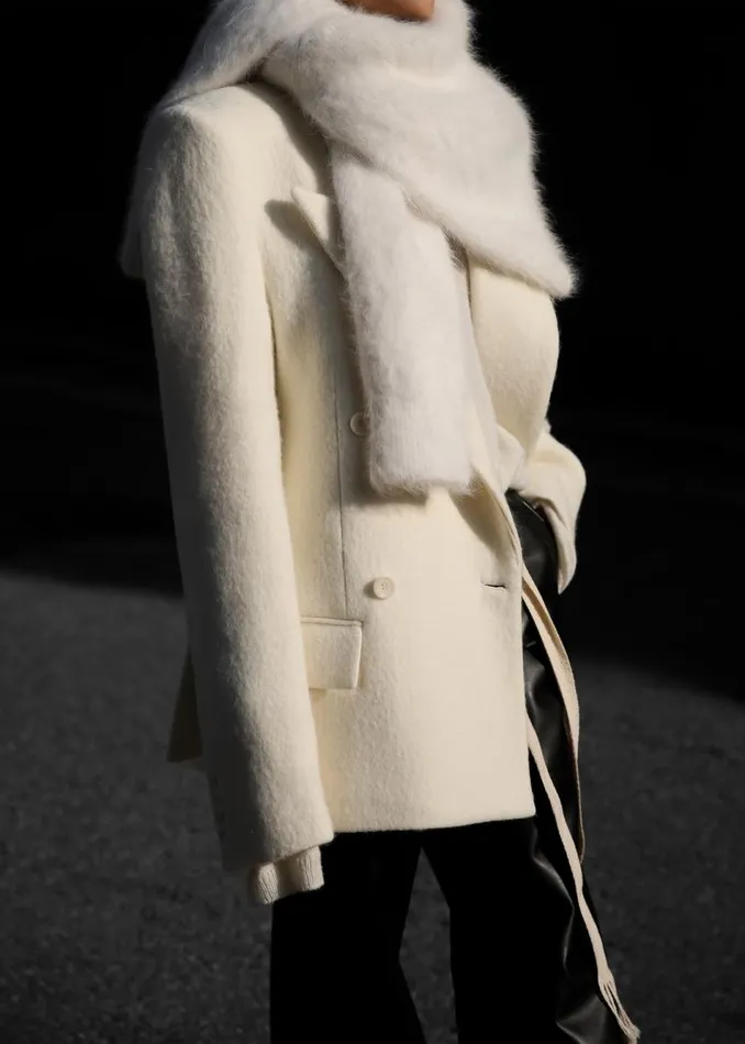 Women The Frankie Shop Outerwear Keira Double Breasted Wool Blazer Cream