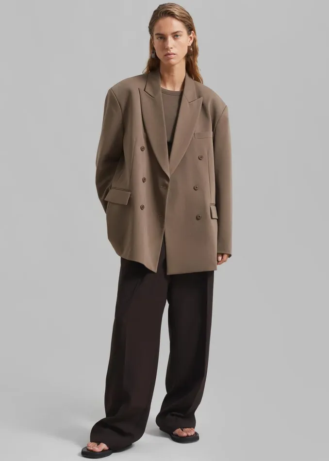 Women The Frankie Shop Outerwear Kelsey Double Breasted Blazer Brown