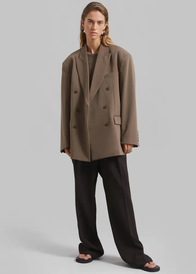 Women The Frankie Shop Outerwear Kelsey Double Breasted Blazer Brown