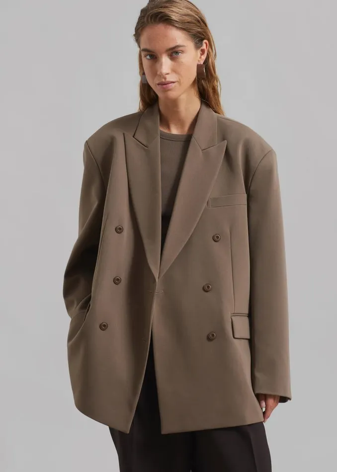 Women The Frankie Shop Outerwear Kelsey Double Breasted Blazer Brown