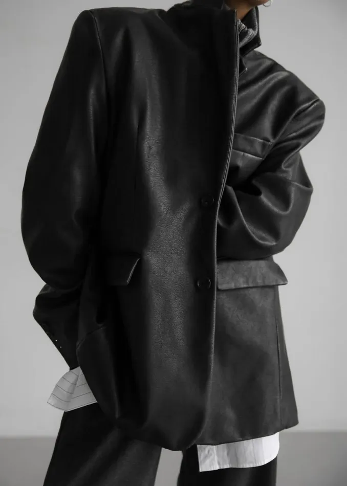 Women The Frankie Shop Outerwear Kelso Faux Leather Blazer Black