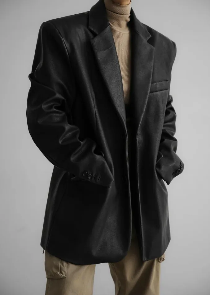 Women The Frankie Shop Outerwear Kelso Faux Leather Blazer Black