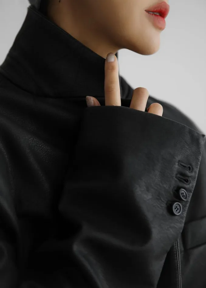Women The Frankie Shop Outerwear Kelso Faux Leather Blazer Black