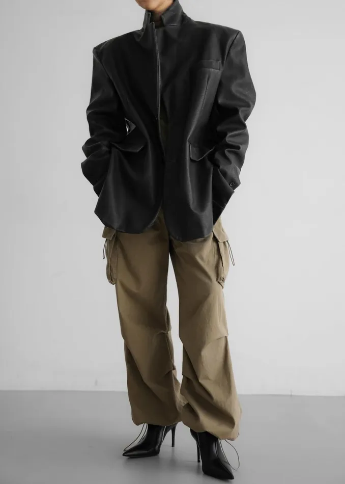 Women The Frankie Shop Outerwear Kelso Faux Leather Blazer Black