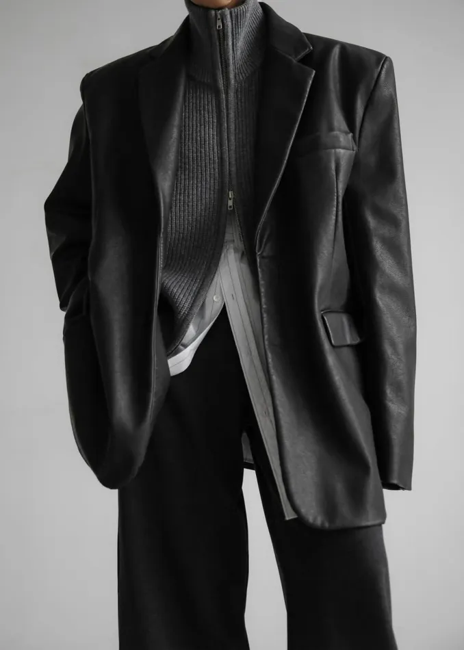 Women The Frankie Shop Outerwear Kelso Faux Leather Blazer Black