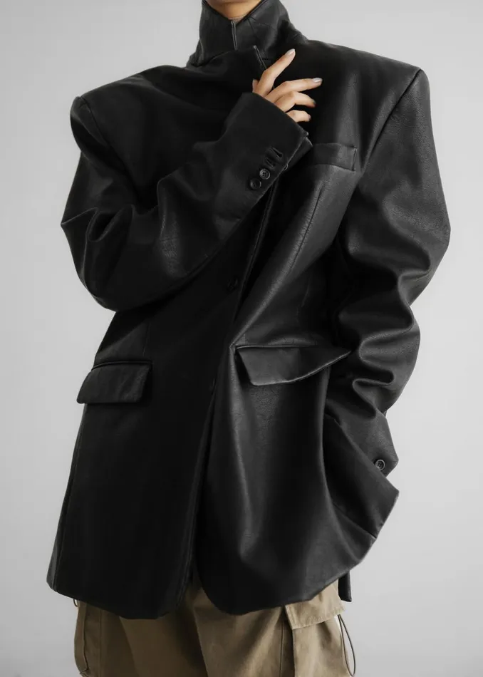 Women The Frankie Shop Outerwear Kelso Faux Leather Blazer Black