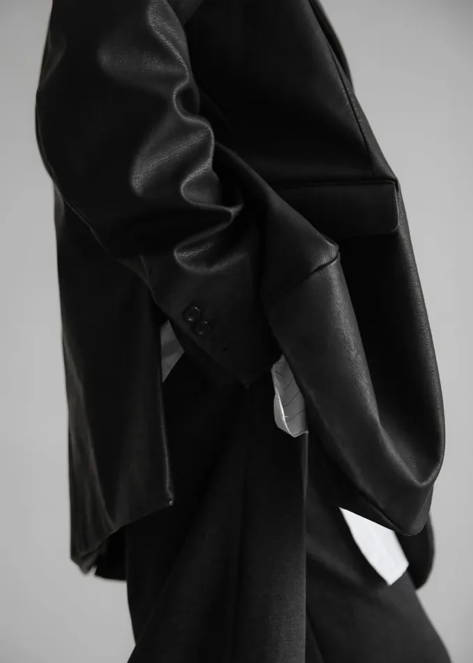 Women The Frankie Shop Outerwear Kelso Faux Leather Blazer Black