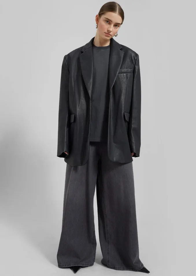 Women The Frankie Shop Outerwear Kelso Faux Leather Blazer Black