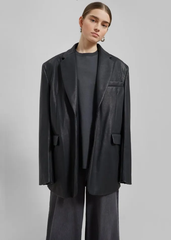 Women The Frankie Shop Outerwear Kelso Faux Leather Blazer Black
