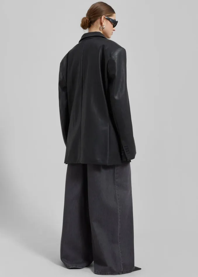 Women The Frankie Shop Outerwear Kelso Faux Leather Blazer Black