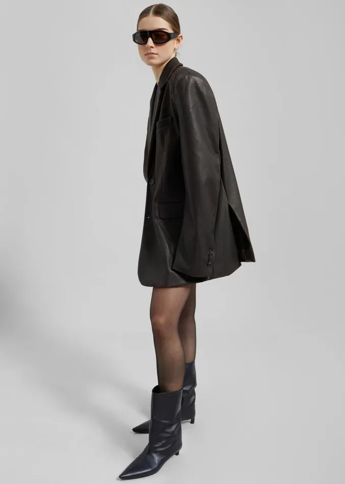 Women The Frankie Shop Outerwear Kelso Faux Leather Blazer Brown