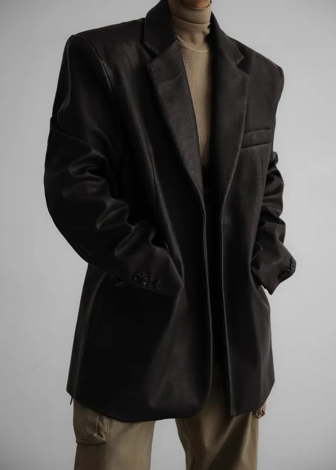 Women The Frankie Shop Outerwear Kelso Faux Leather Blazer Brown