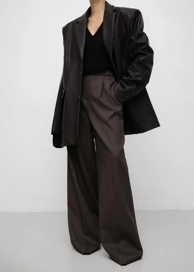 Women The Frankie Shop Outerwear Kelso Faux Leather Blazer Brown