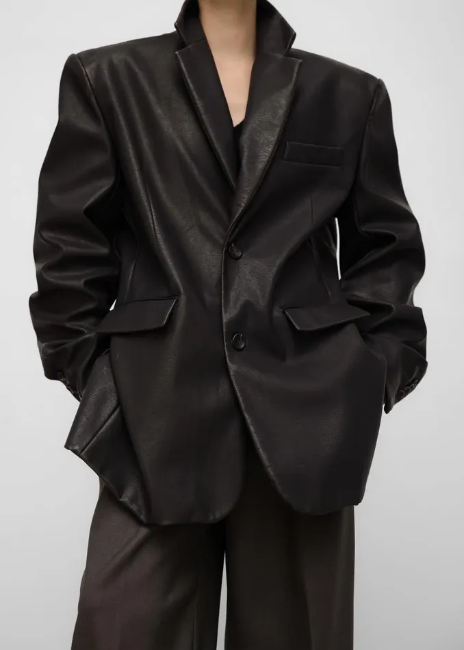 Women The Frankie Shop Outerwear Kelso Faux Leather Blazer Brown