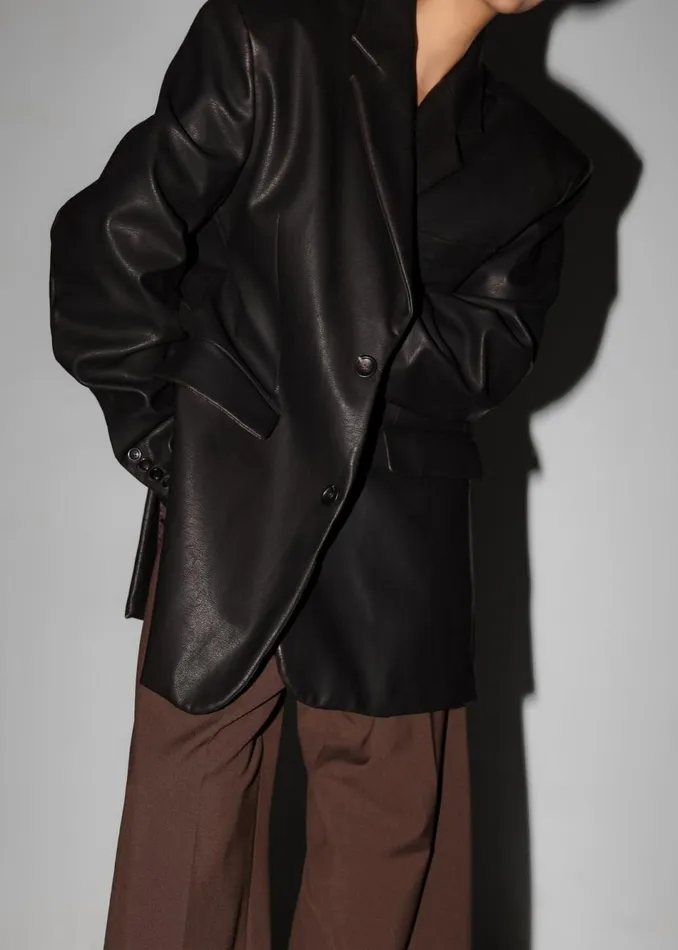 Women The Frankie Shop Outerwear Kelso Faux Leather Blazer Brown