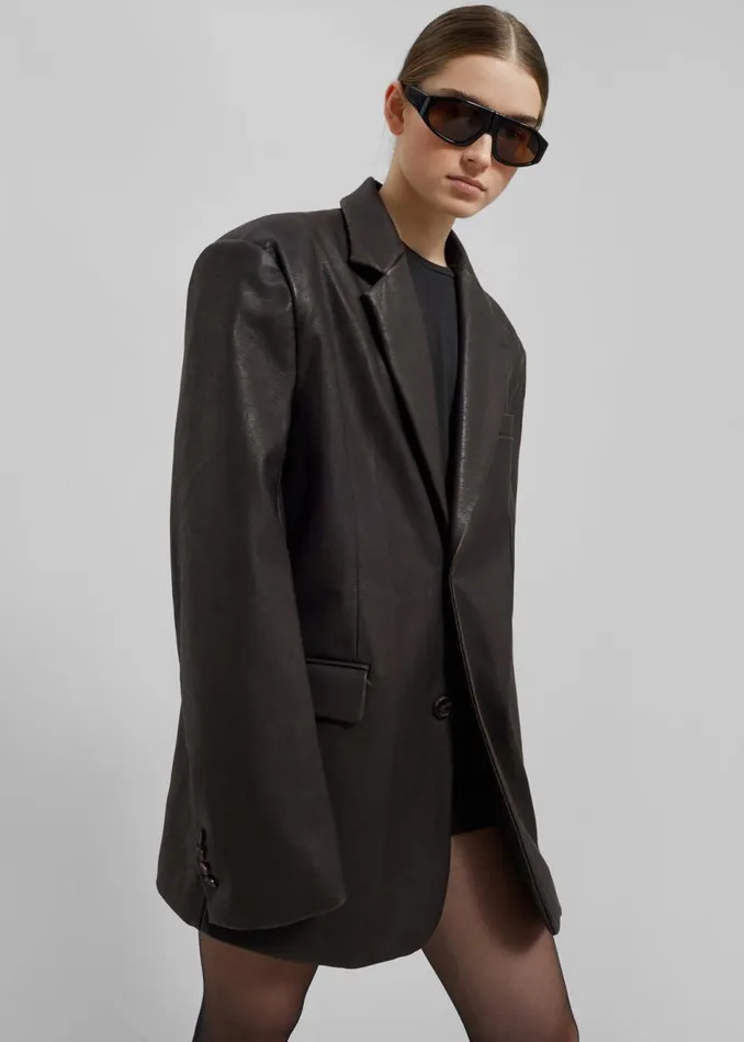 Women The Frankie Shop Outerwear Kelso Faux Leather Blazer Brown