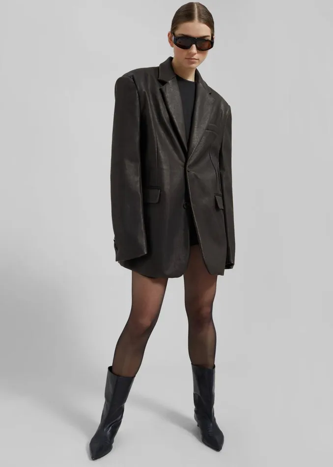 Women The Frankie Shop Outerwear Kelso Faux Leather Blazer Brown