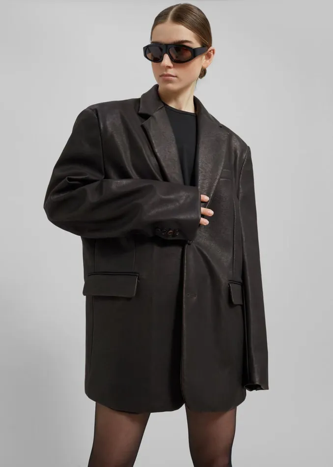 Women The Frankie Shop Outerwear Kelso Faux Leather Blazer Brown