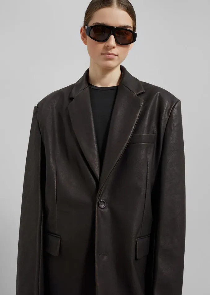 Women The Frankie Shop Outerwear Kelso Faux Leather Blazer Brown