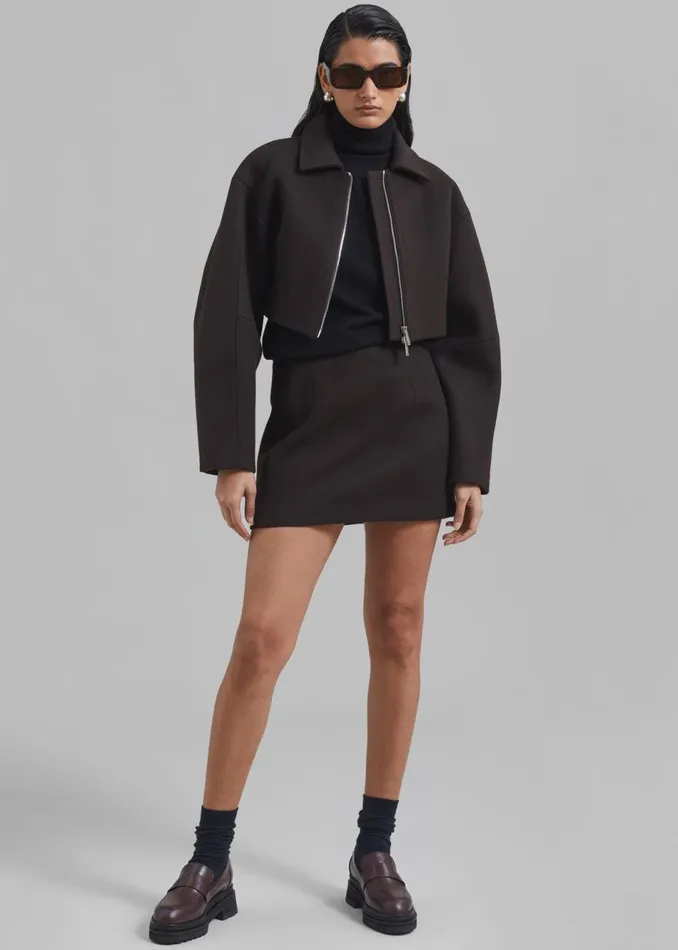 Women The Frankie Shop Outerwear Kerrigan Wool Jacket Brown