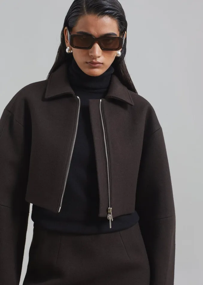 Women The Frankie Shop Outerwear Kerrigan Wool Jacket Brown