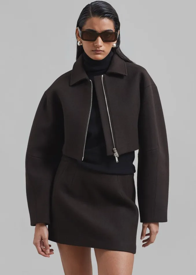 Women The Frankie Shop Outerwear Kerrigan Wool Jacket Brown