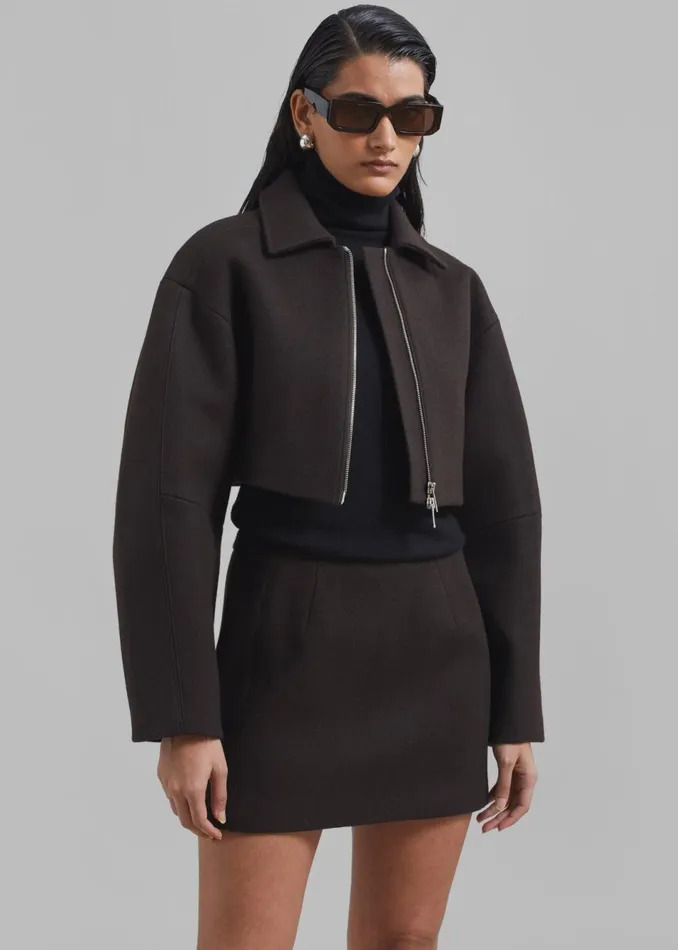 Women The Frankie Shop Outerwear Kerrigan Wool Jacket Brown