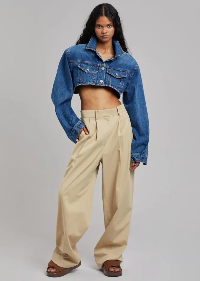 Women The Frankie Shop Outerwear Kett Cropped Denim Jacket Dark Indigo