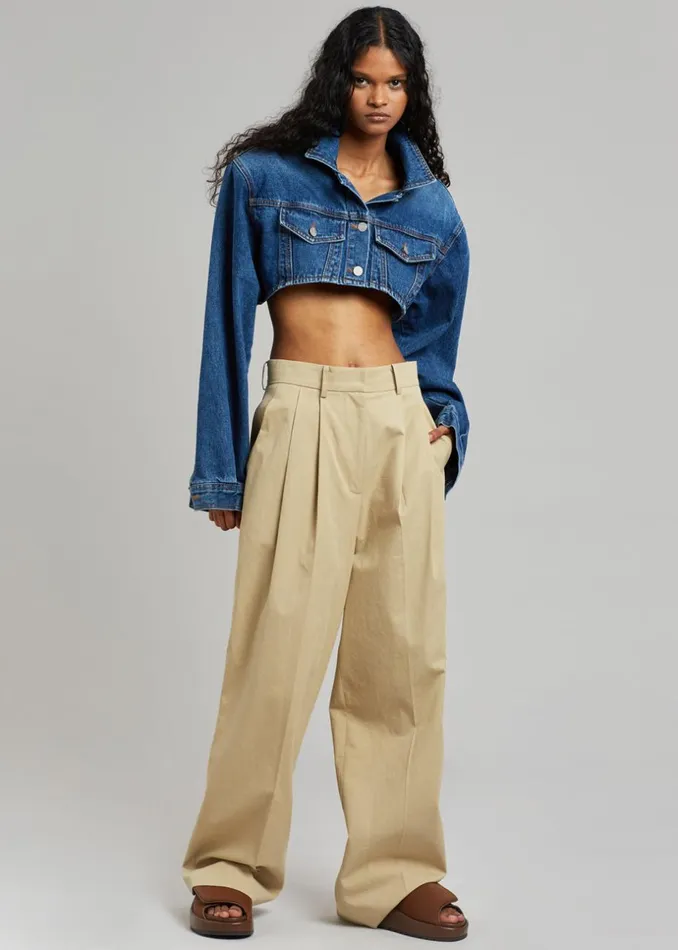 Women The Frankie Shop Outerwear Kett Cropped Denim Jacket Dark Indigo
