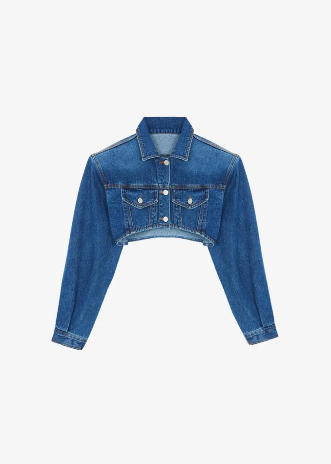 Women The Frankie Shop Outerwear Kett Cropped Denim Jacket Dark Indigo