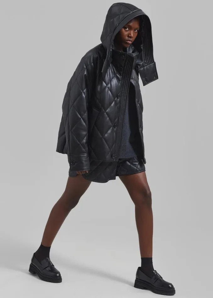 Women The Frankie Shop Outerwear Kingston Faux Leather Quilted Jacket Black