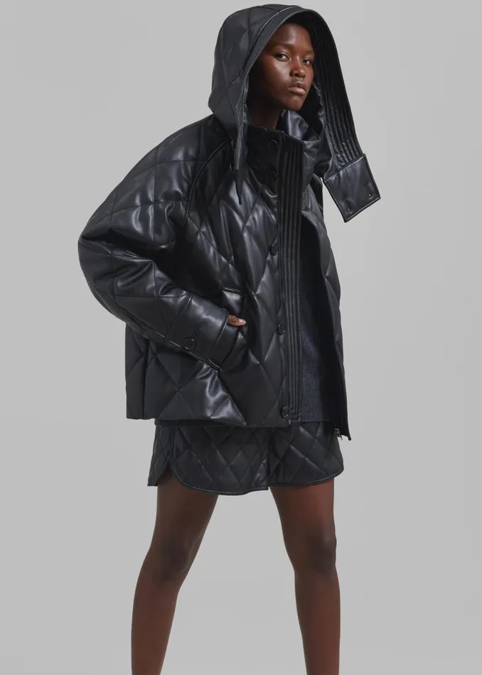Women The Frankie Shop Outerwear Kingston Faux Leather Quilted Jacket Black