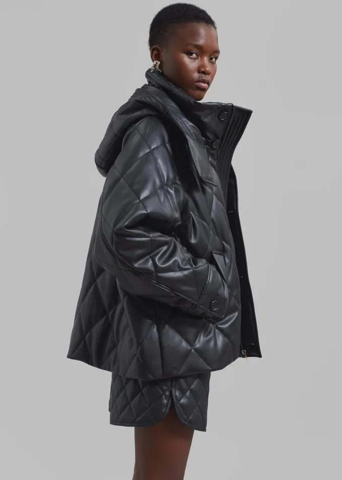 Women The Frankie Shop Outerwear Kingston Faux Leather Quilted Jacket Black