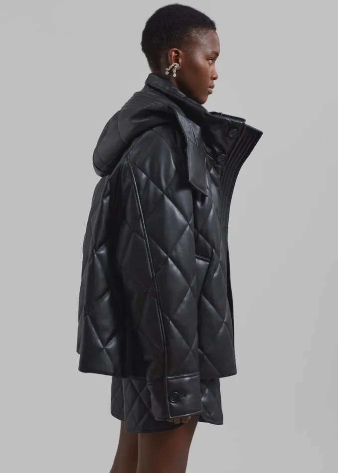 Women The Frankie Shop Outerwear Kingston Faux Leather Quilted Jacket Black