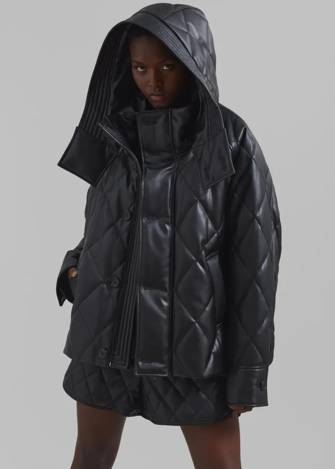 Women The Frankie Shop Outerwear Kingston Faux Leather Quilted Jacket Black