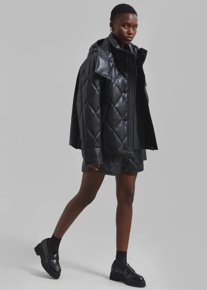 Women The Frankie Shop Outerwear Kingston Faux Leather Quilted Jacket Black