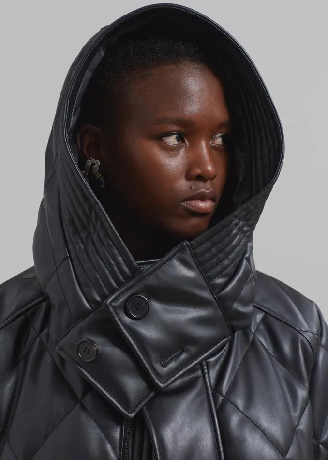 Women The Frankie Shop Outerwear Kingston Faux Leather Quilted Jacket Black