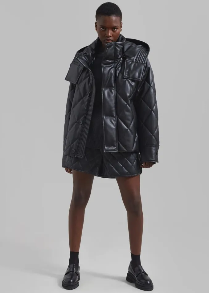 Women The Frankie Shop Outerwear Kingston Faux Leather Quilted Jacket Black