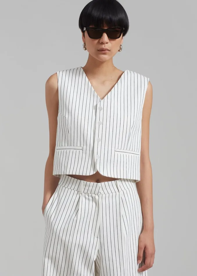 Women The Frankie Shop Outerwear Landry Vest Whiteblack Stripe