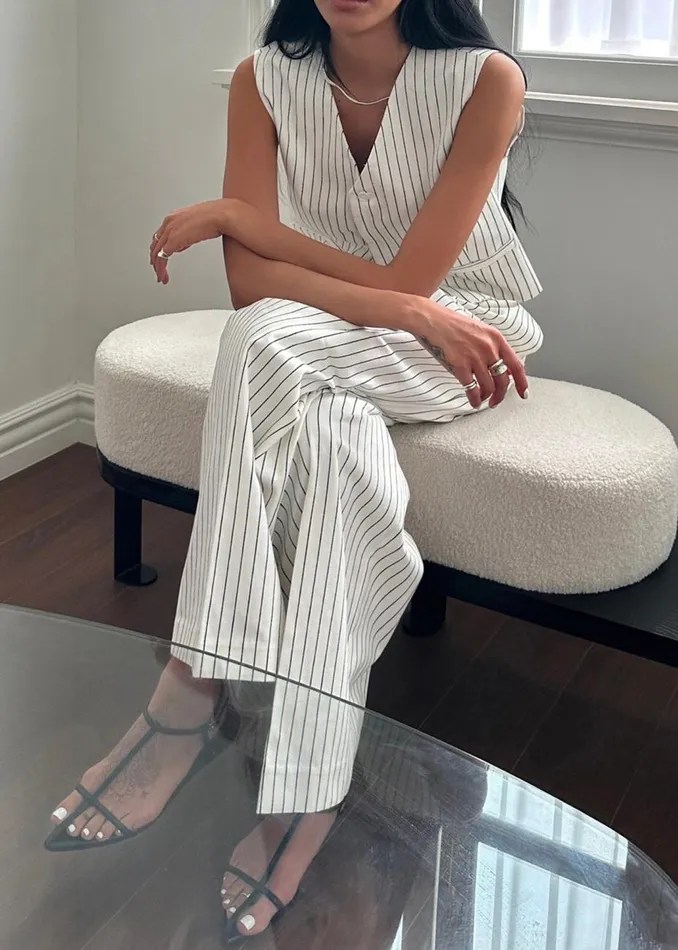 Women The Frankie Shop Outerwear Landry Vest Whiteblack Stripe