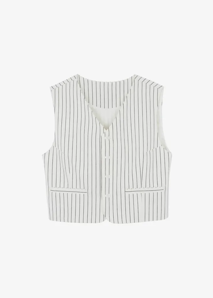 Women The Frankie Shop Outerwear Landry Vest Whiteblack Stripe