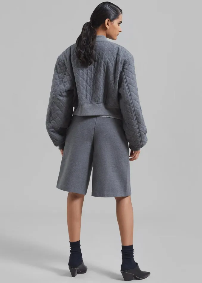 Women The Frankie Shop Outerwear Lani Quilted Wool Bomber Grey